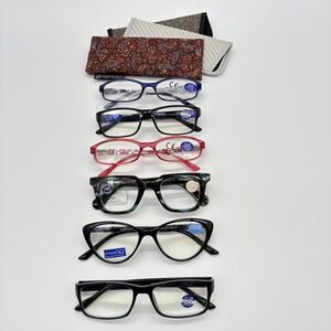 6 Reading Glasses 1.25 New Various Colors & Styles Blue Light Protection/Ray Cut